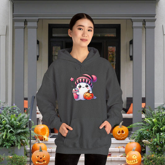 Cute Ghost w/Pumpkins Heavy Blend™ Hooded Sweatshirt