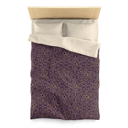 Golden Amethyst Radiance Mandala Microfiber Duvet Cover