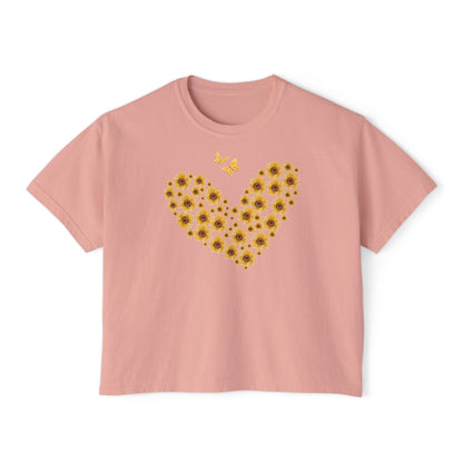 Sunflower Heart & Butterflies Women's Boxy Tee