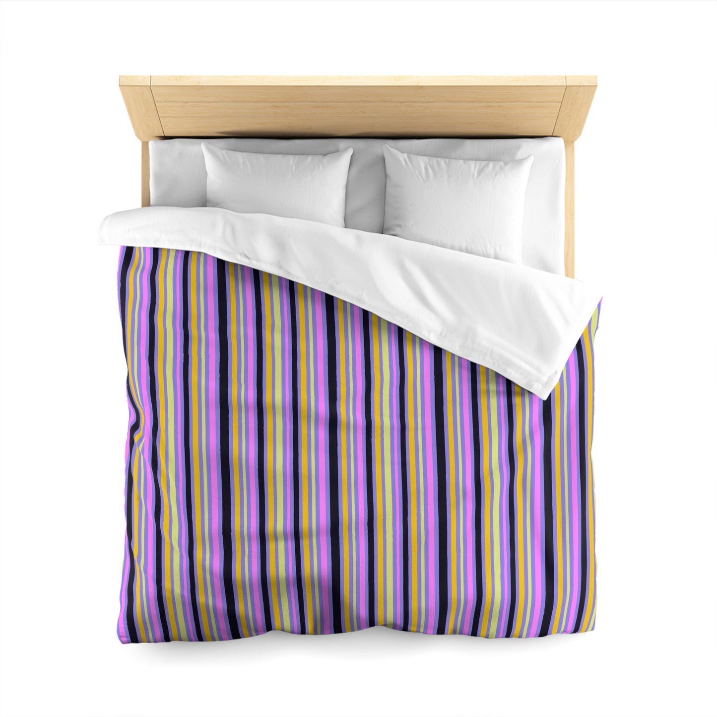 Midnight Pop Stripes Microfiber Duvet Cover