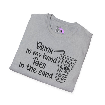 Drink In My Hand Toes In The Sand Adult T-shirt