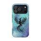 Phoenix Silhouette Over Teal Nebula MagSafe® Compatible Tough Case for iPhone