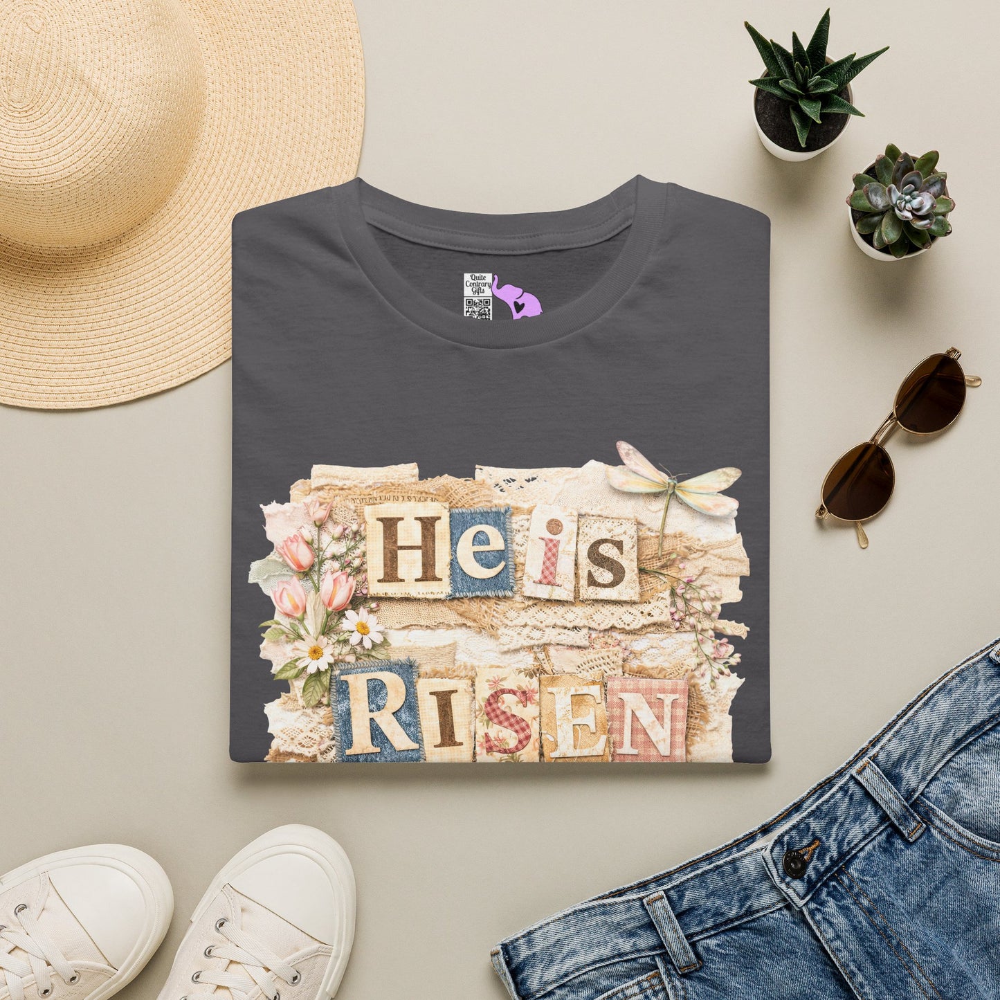He Is Risen (Lace Collage) Adult T-shirt