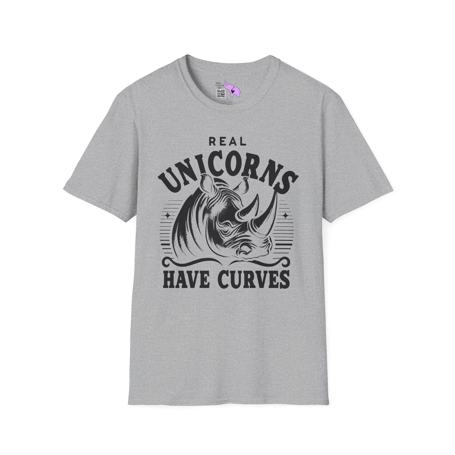 Real Unicorns Have Curves (Rhino) Adult T-shirt