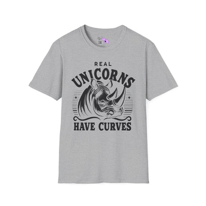 Real Unicorns Have Curves (Rhino) Adult T-shirt