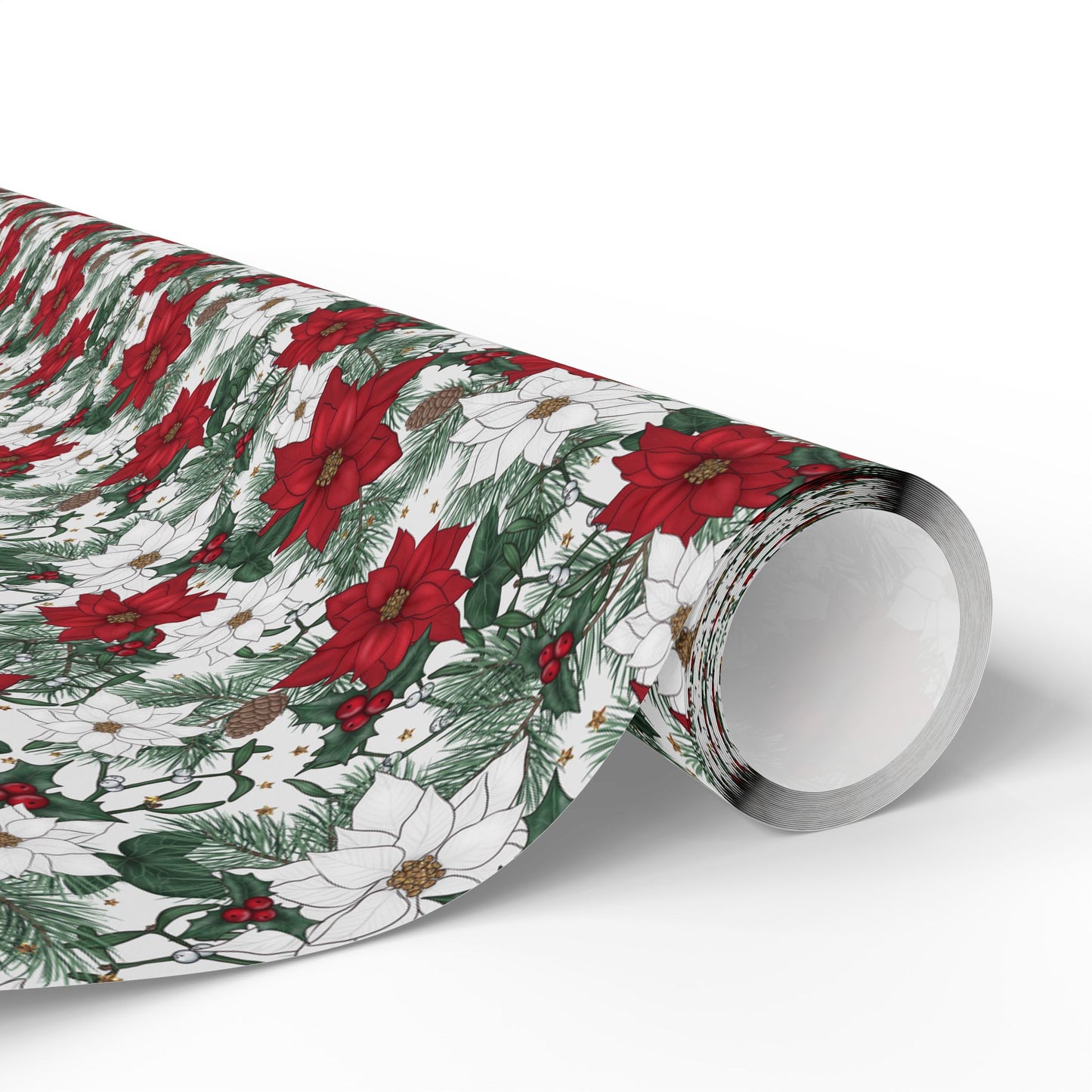 Winter Poinsettia Garden Wrapping Paper