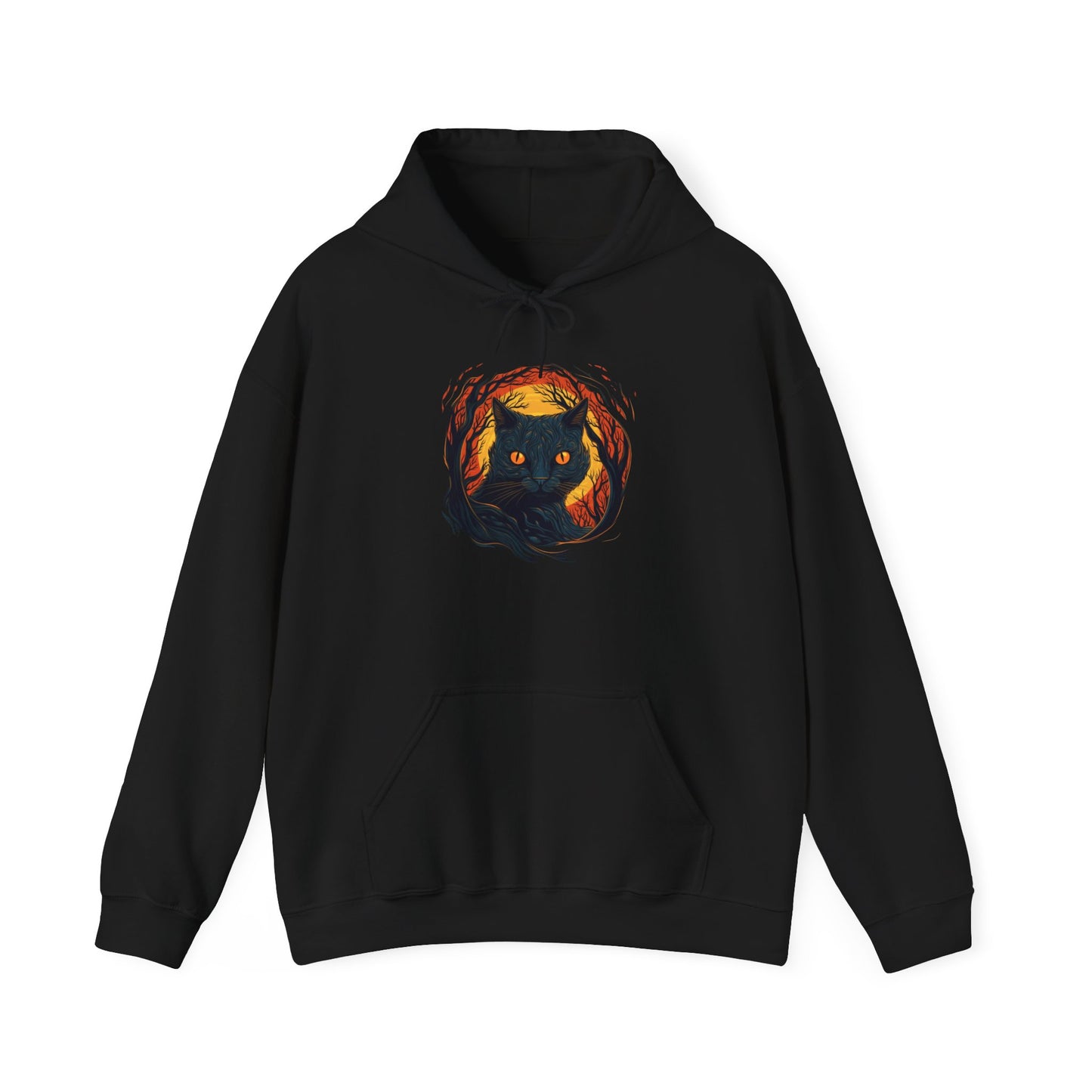 Creepy Black Cat 9 Heavy Blend™ Hooded Sweatshirt