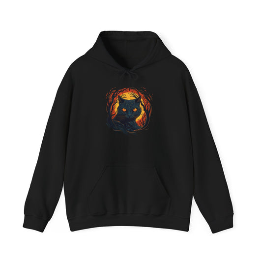 Creepy Black Cat 9 Heavy Blend™ Hooded Sweatshirt