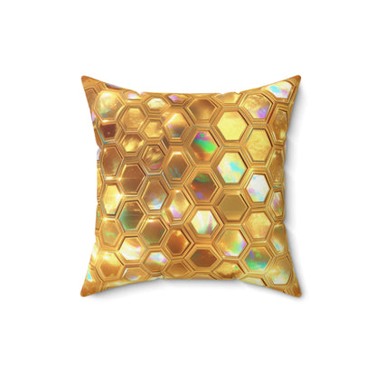 Golden Prism Grid Throw Pillow