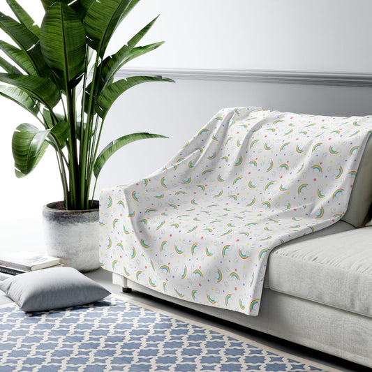 Rainbow Smiles & Stars Fleece Blanket