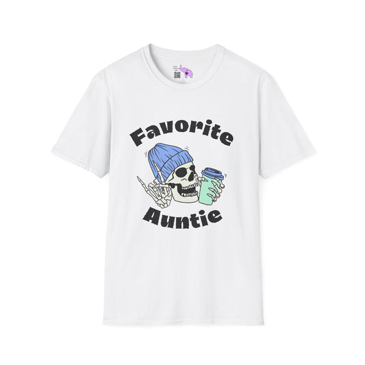 Favorite Auntie Skull Green/Blue Adult T-shirt