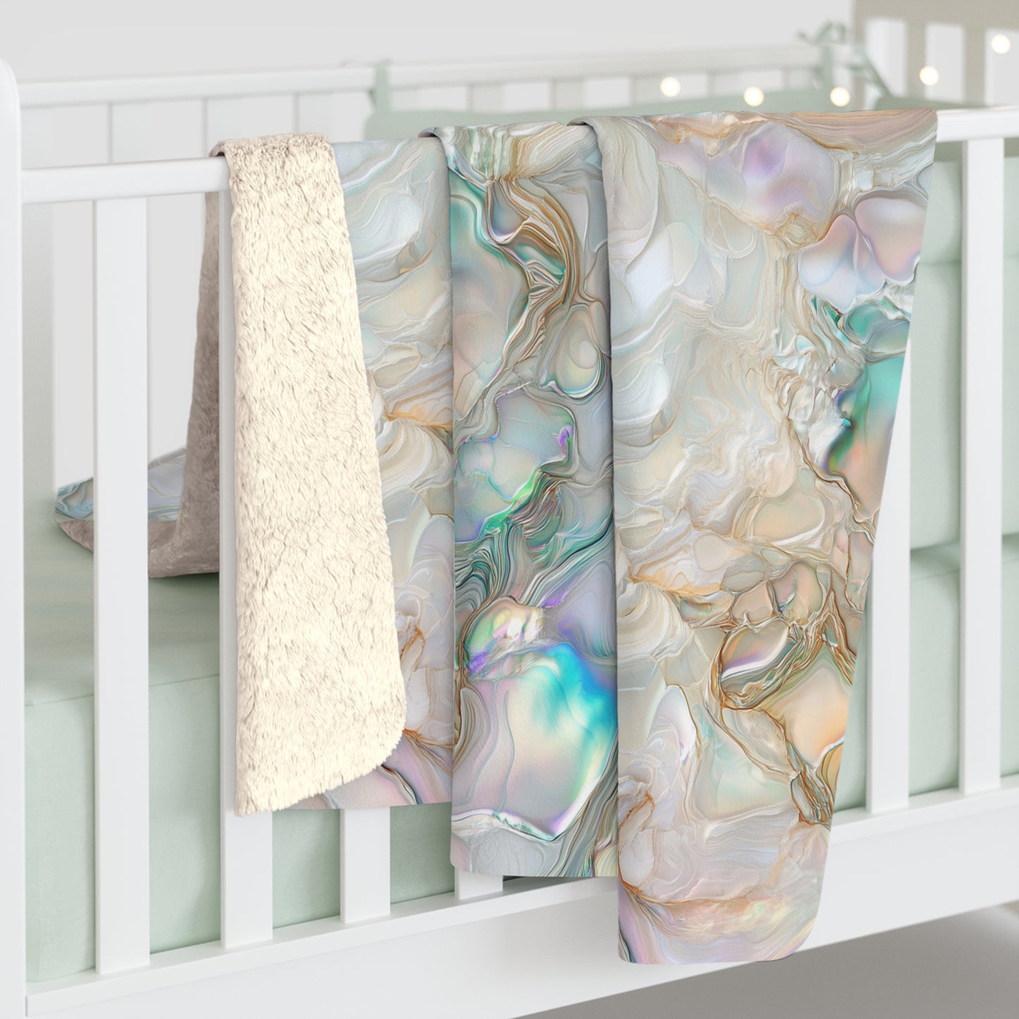 Green Opalescent Dreams Sherpa Fleece Blanket