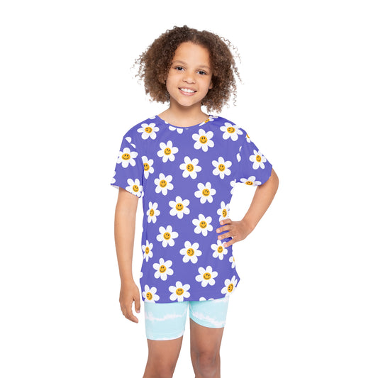 Floral Smile Design Kids Sports Jersey
