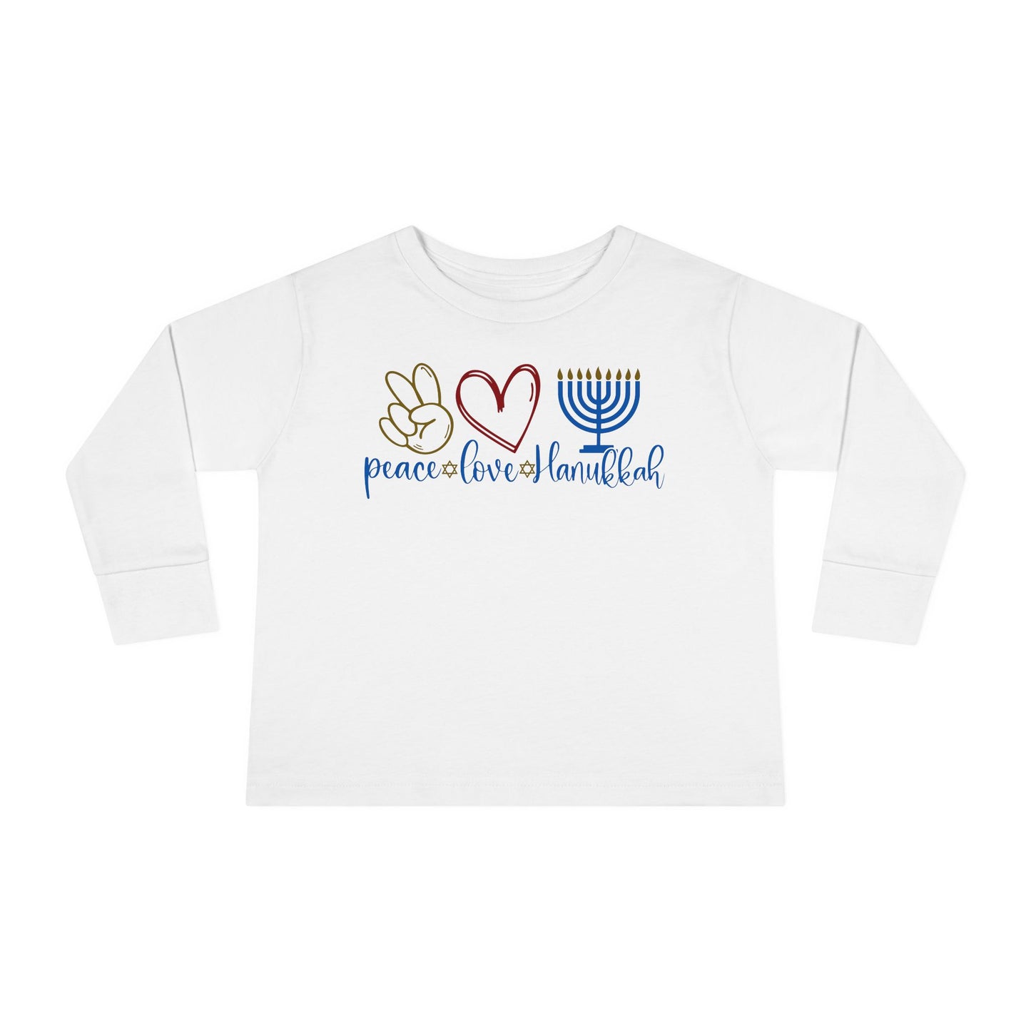 Peace Love Hanukkah Toddler Long Sleeve Tee