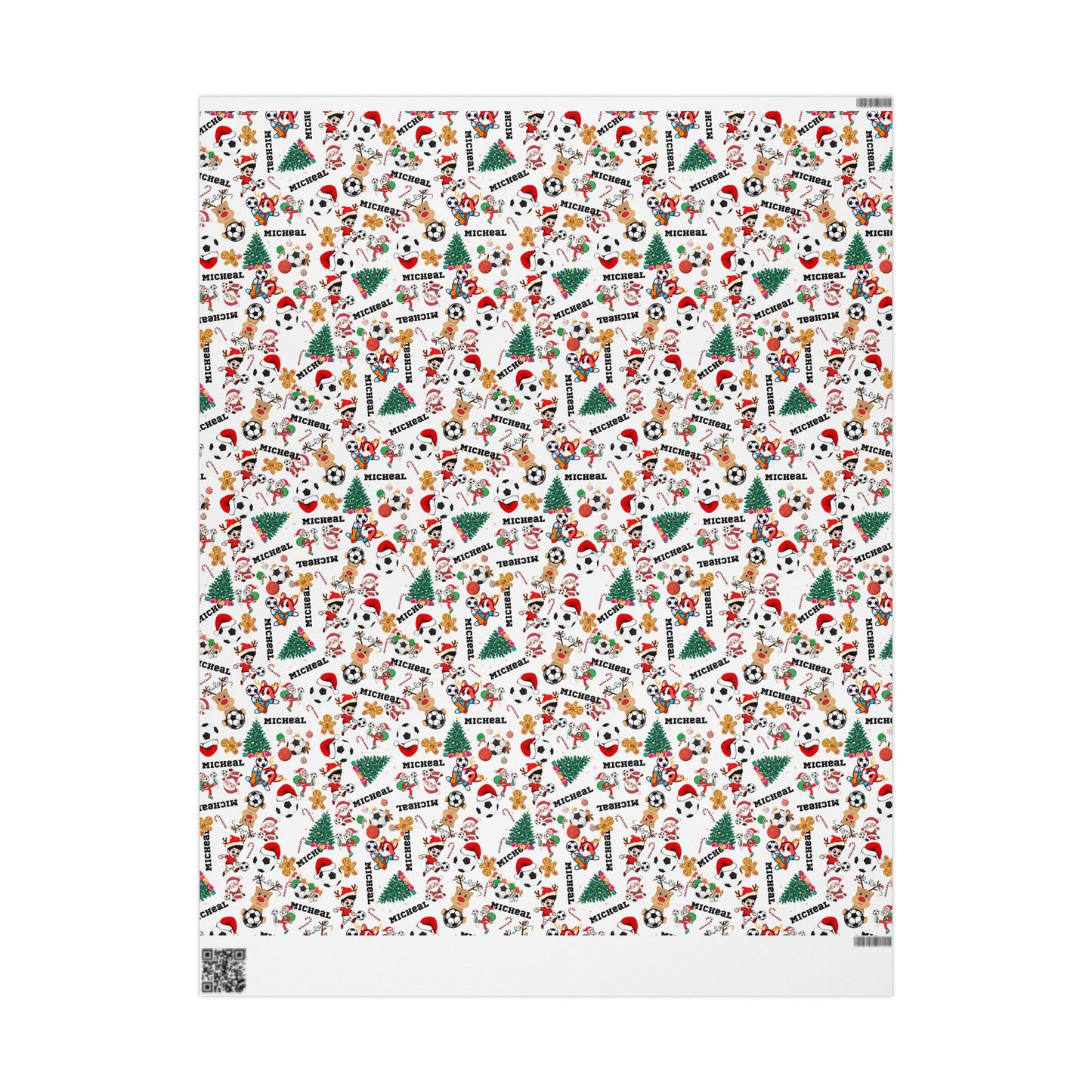 Christmas Soccer Custom Name Wrapping Paper (Micheal)