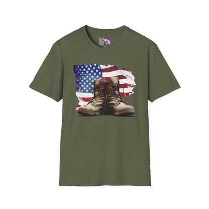 American Flag & Boots Adult T-shirt