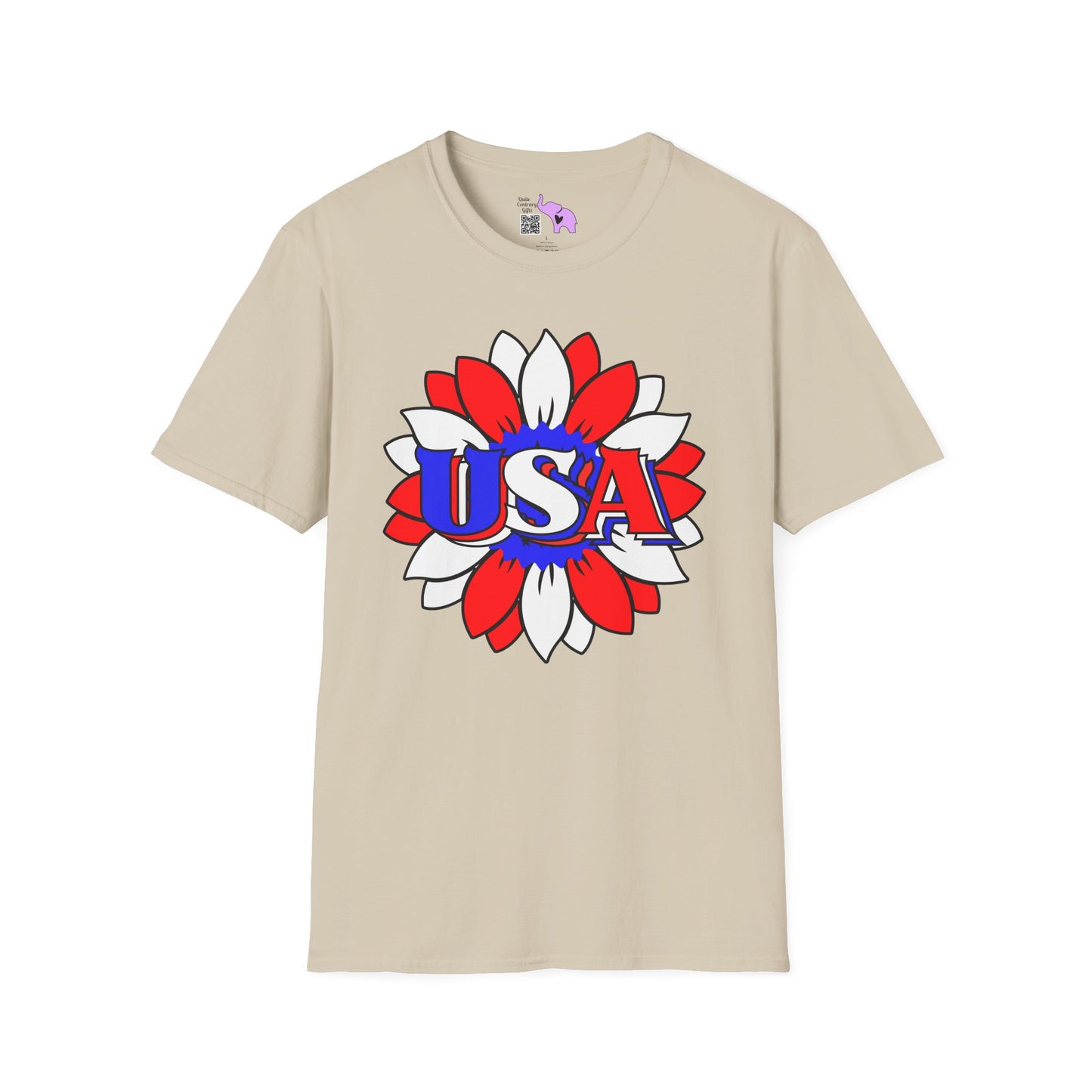USA Red, White, and Blue Sunflower 2 Adult T-shirt