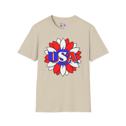 USA Red, White, and Blue Sunflower 2 Adult T-shirt