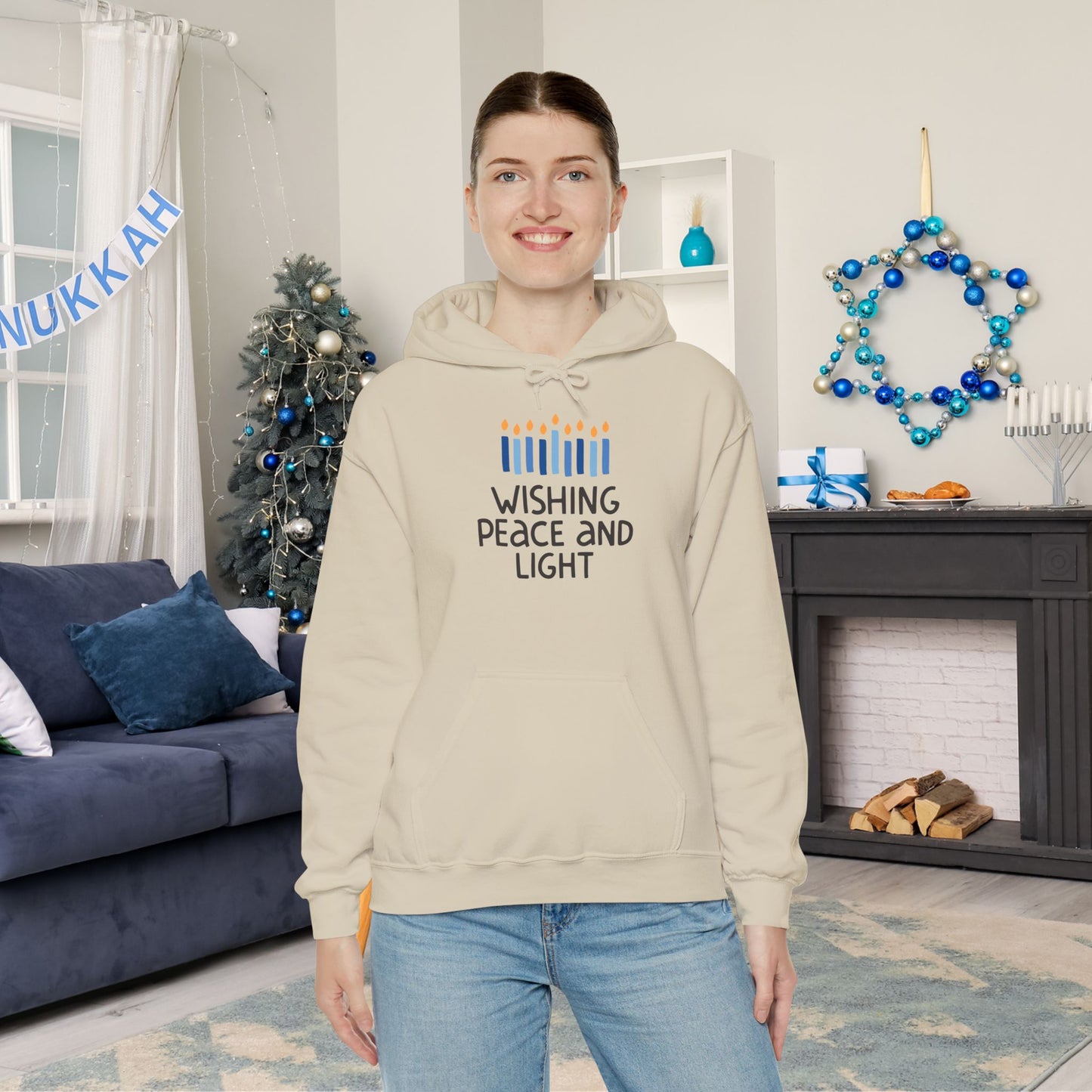 Hanukkah Wishing Peace & Light Adult Heavy Blend™ Hooded Sweatshirt