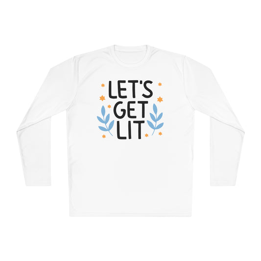 Hanukkah Let's Get Lit Adult Long Sleeve Tee