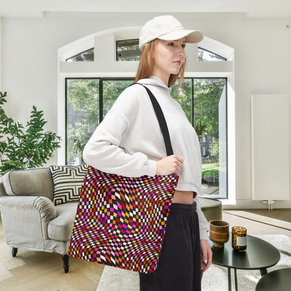 Warped Red Checkered Canvas Tote Bag