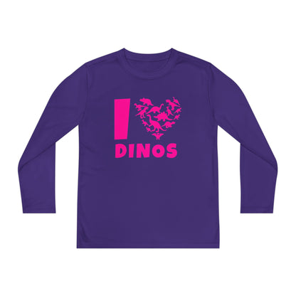 I Love Dinos (Dino Heart) Youth Long Sleeve Tee