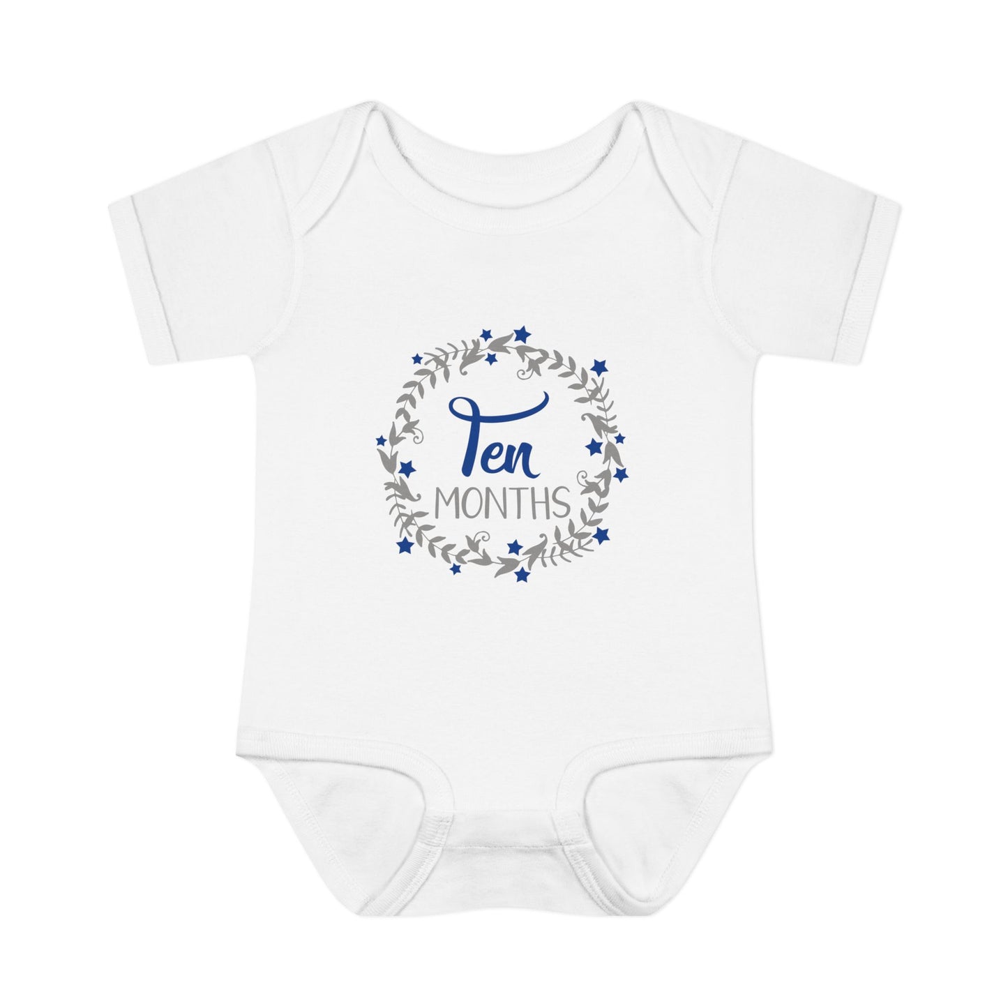 Blue Milestone Wreath Onesie-Ten Months
