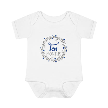 Blue Milestone Wreath Onesie-Ten Months
