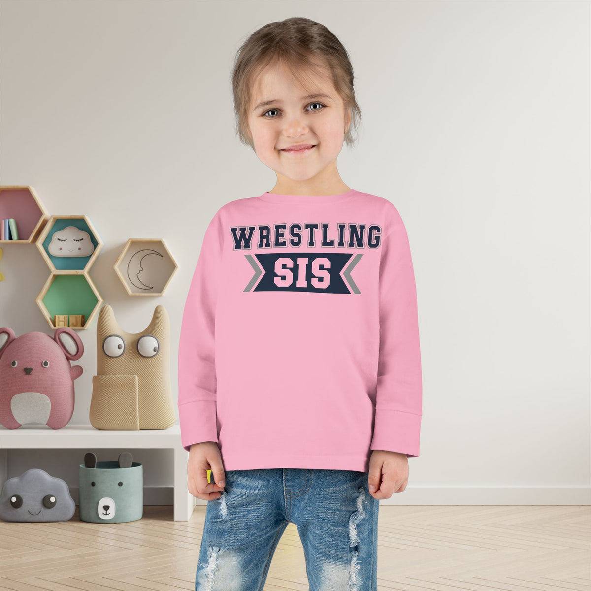 Wrestling Sis Toddler Long Sleeve Tee