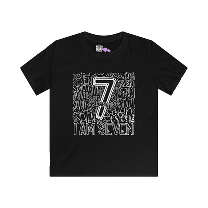 I Am Seven Typography Youth Softstyle Tee