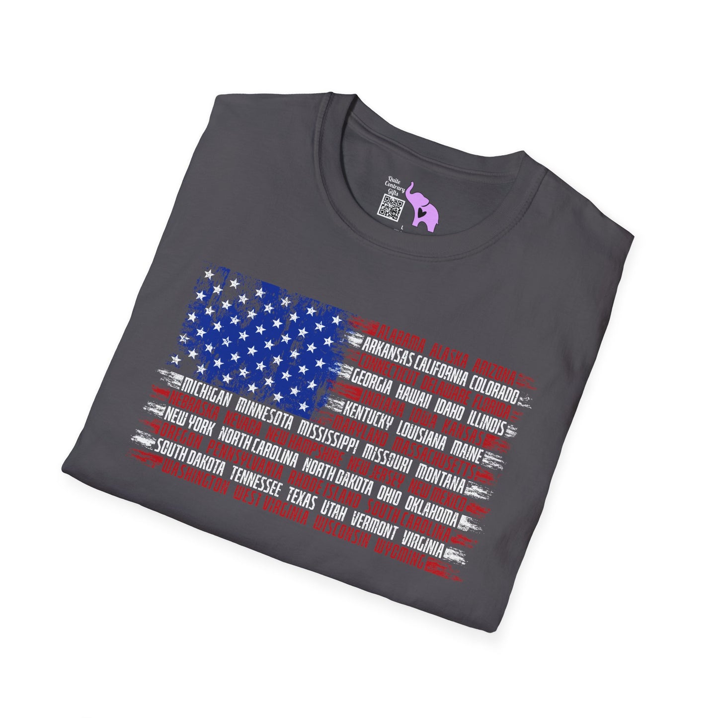 American Flag w/States Horizontal Adult Tshirt