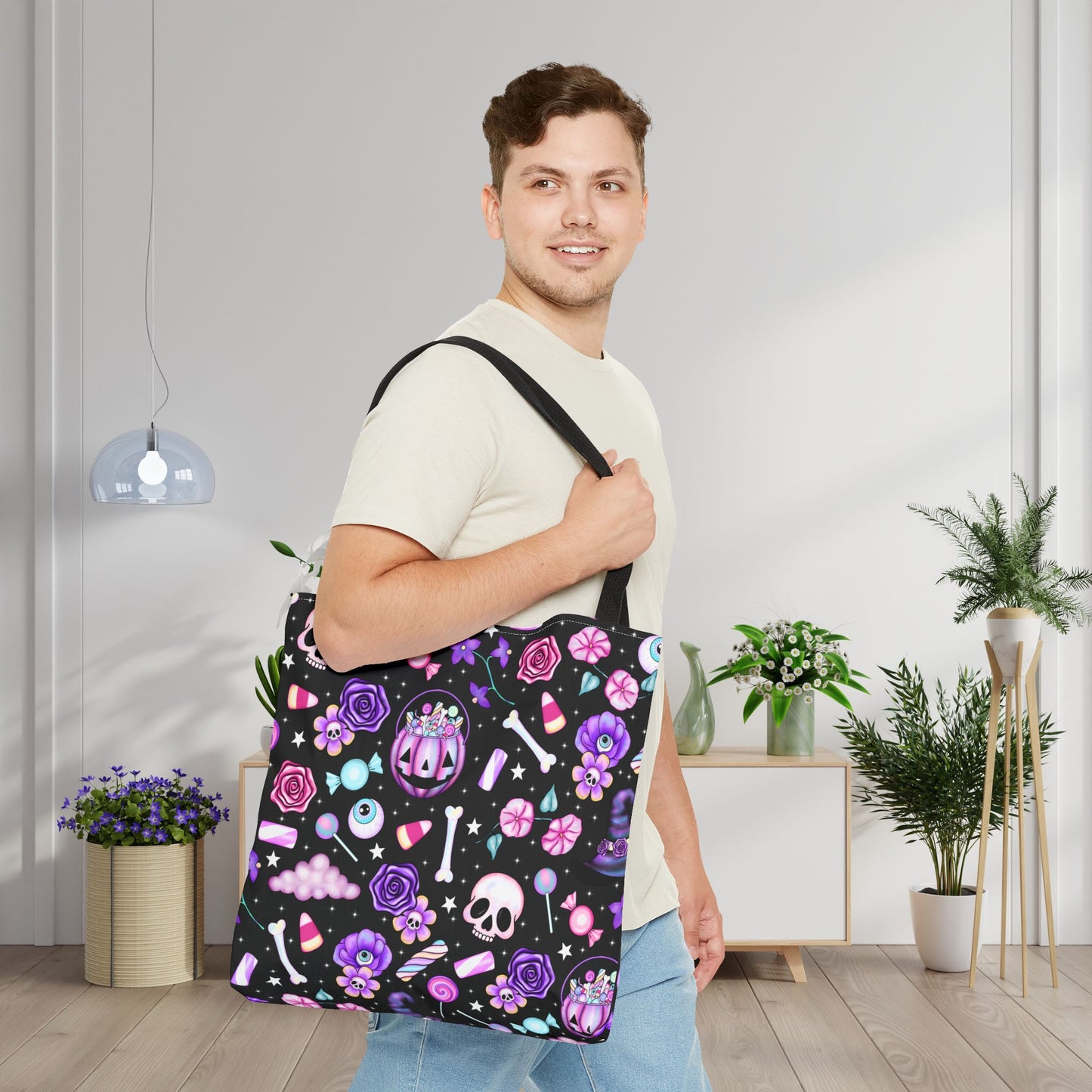 Candy Skulls & Bones Canvas Tote Bag
