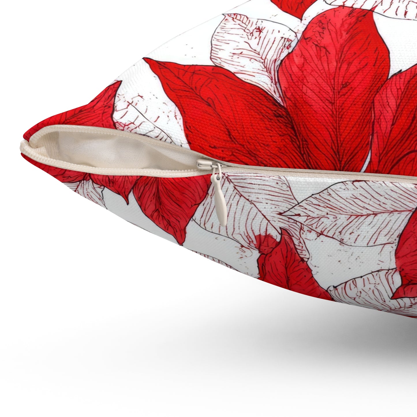 Crimson Poinsettia Sketch Throw Pillow