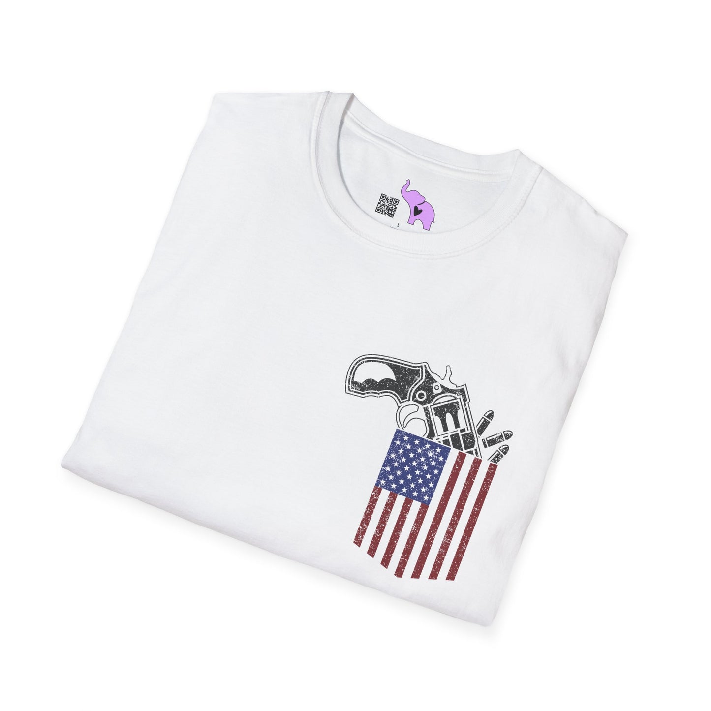 American Flag Pocket Gun Adult T-shirt