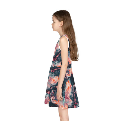 Pink Venom Marble Girls' Sleeveless Sundress