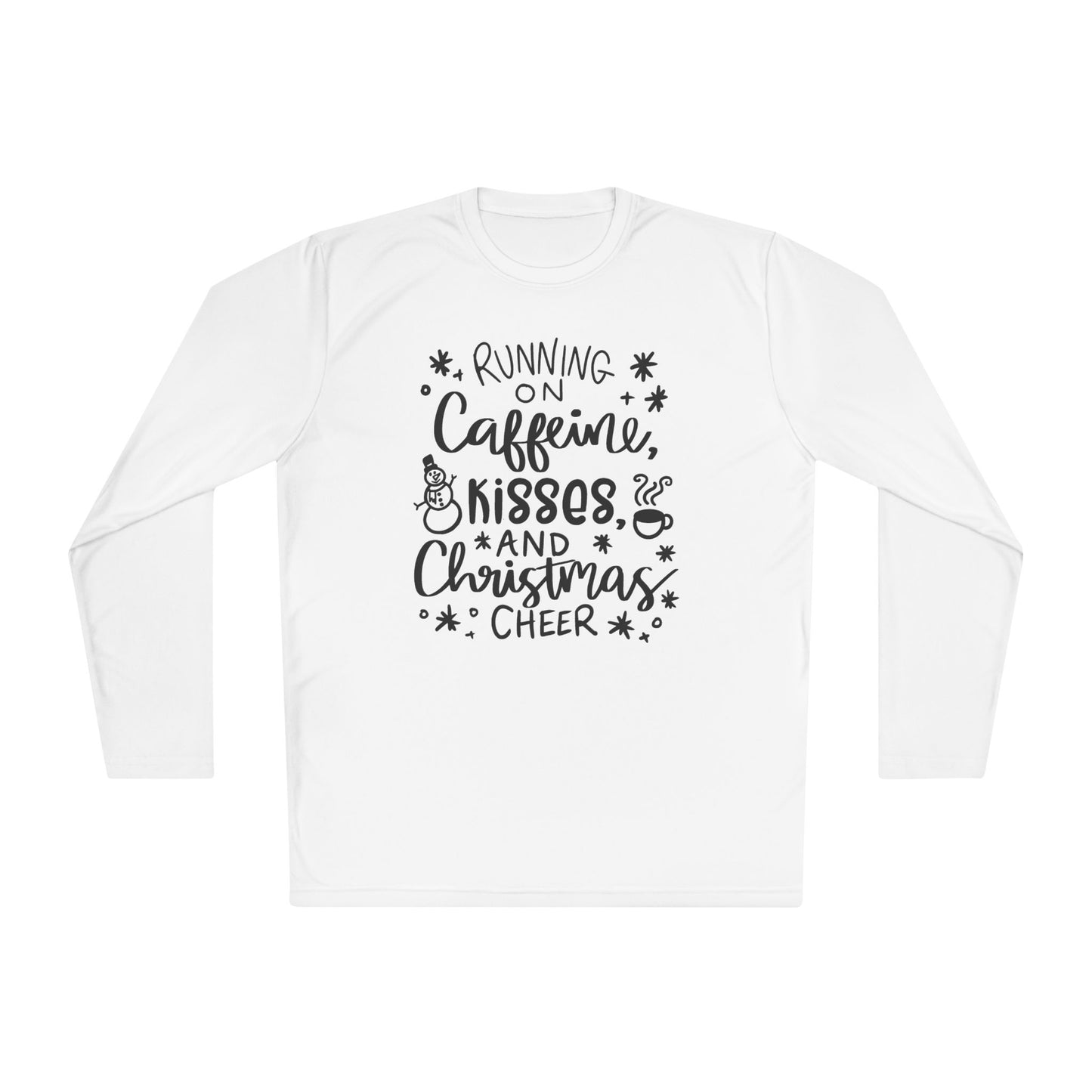Running on Caffeine, Kisses, & Christmas Cheer Adult Long Sleeve Tee