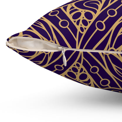Oriental Purple/Gold Floral Throw Pillow