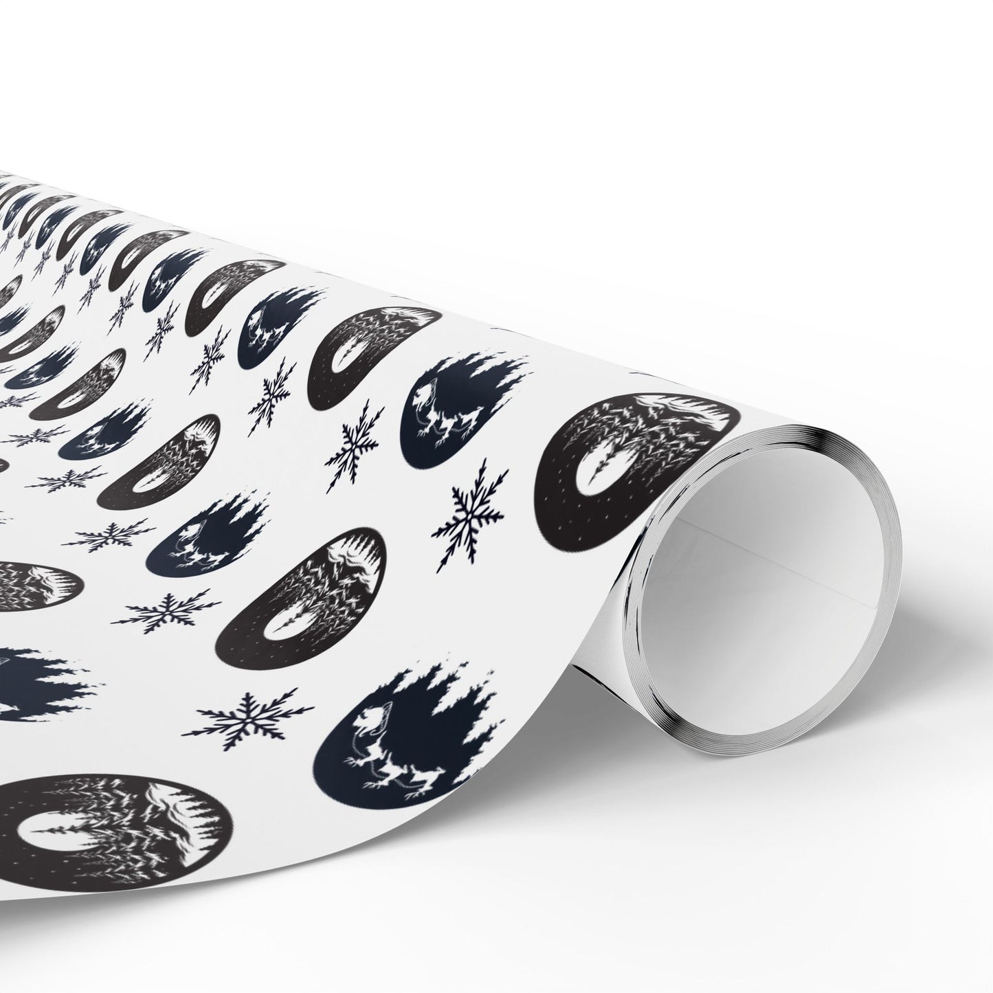 Round Christmas Nights Silhouette Wrapping Paper