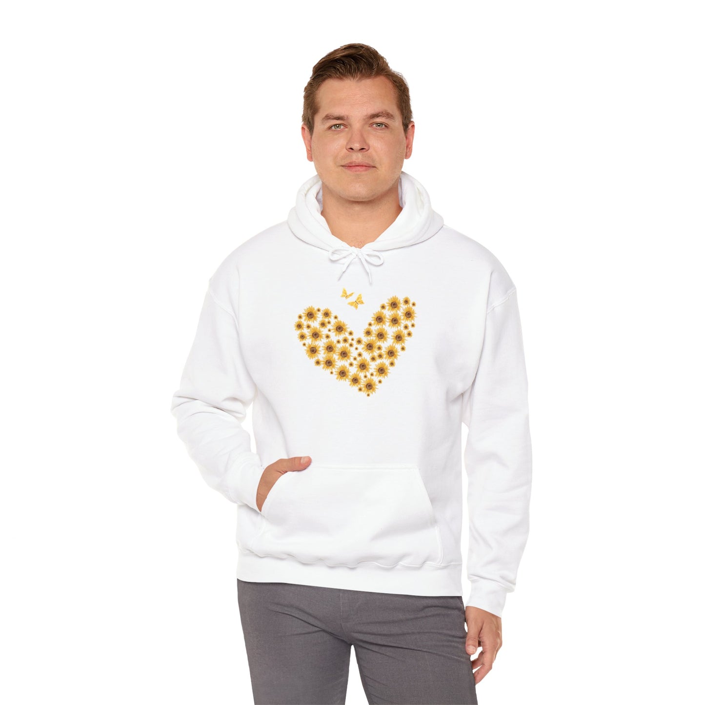 Sunflower Heart & Butterflies Heavy Blend™ Hooded Sweatshirt