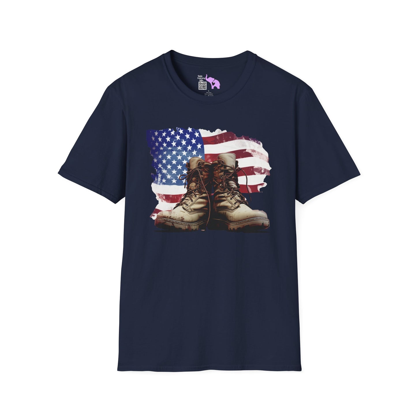 American Flag & Boots Adult T-shirt