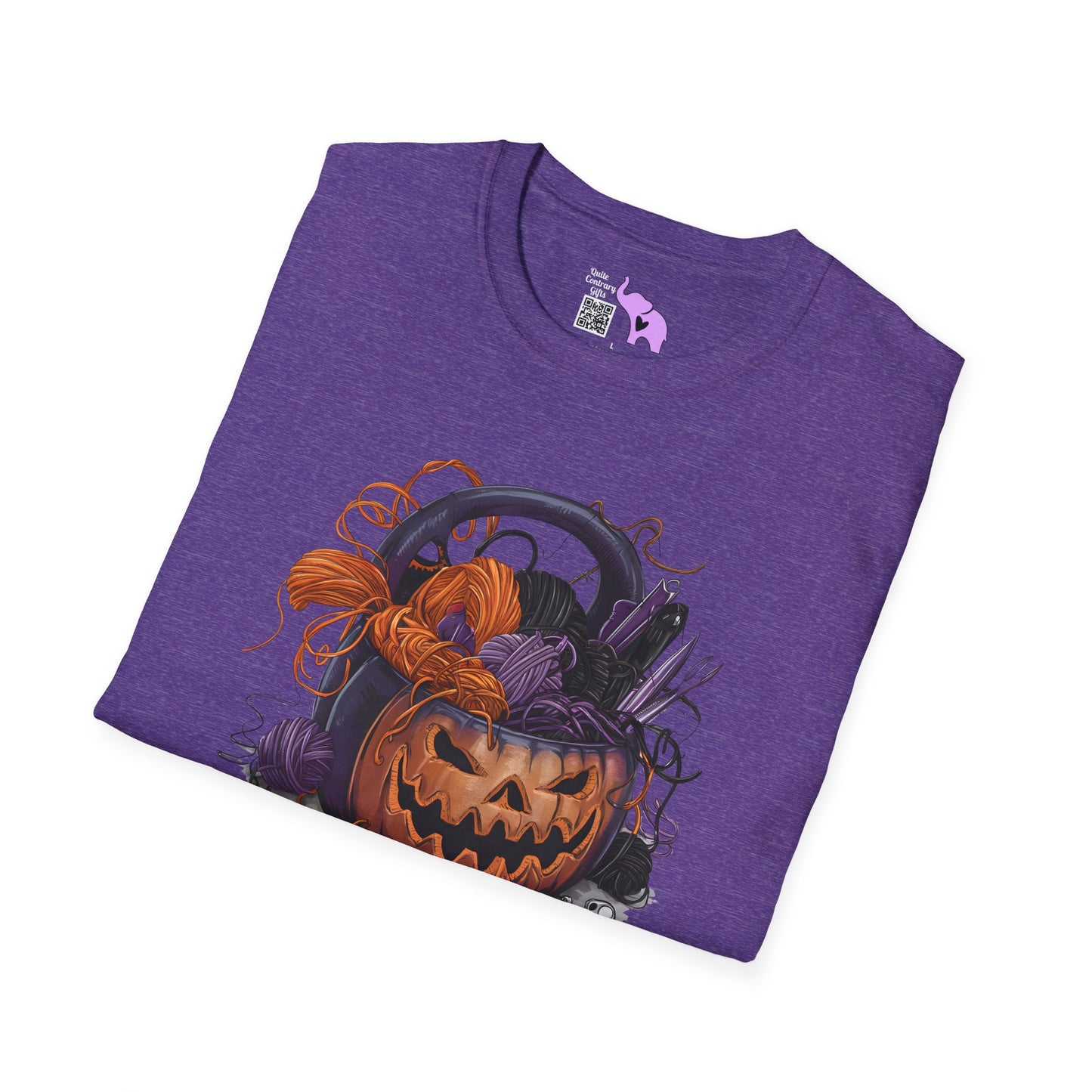 Spooky Pumpkin Yarn Basket Adult T-shirt