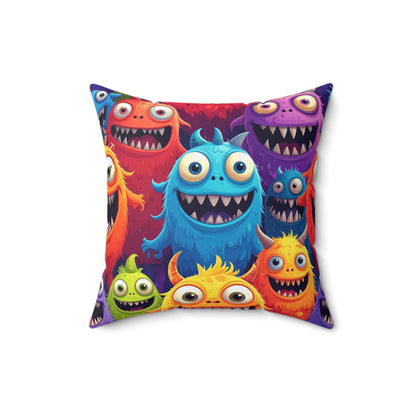 Happy Little Monsters Throw Pillow