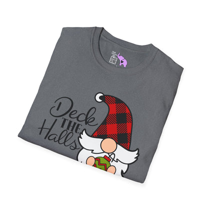 Deck the Halls Plaid Gnome Adult T-shirt