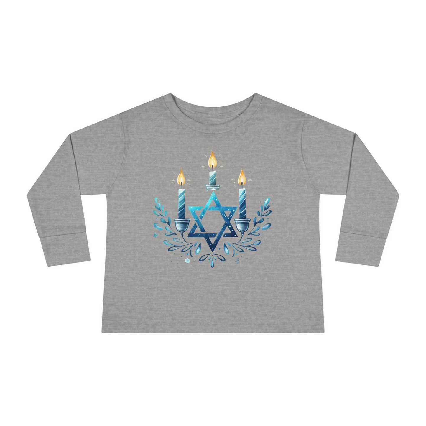 Star & Flame Hanukkah Toddler Long Sleeve Tee
