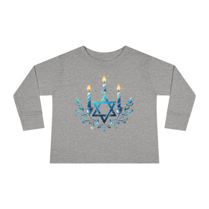 Star & Flame Hanukkah Toddler Long Sleeve Tee