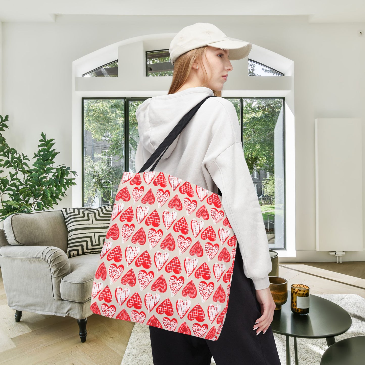 Doodle Hearts Canvas Tote Bag