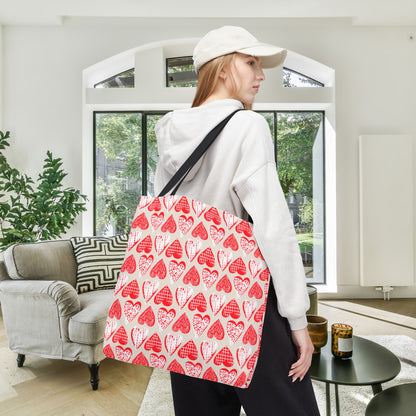 Doodle Hearts Canvas Tote Bag