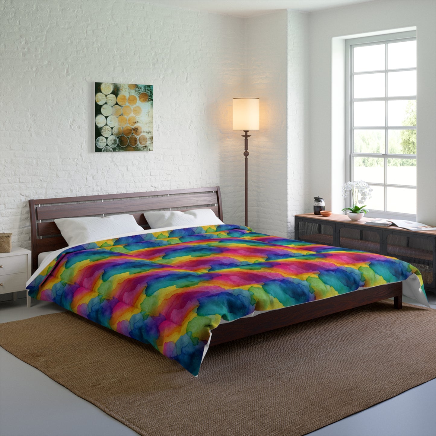 Rainbow Watercolors Basic Bedding Set