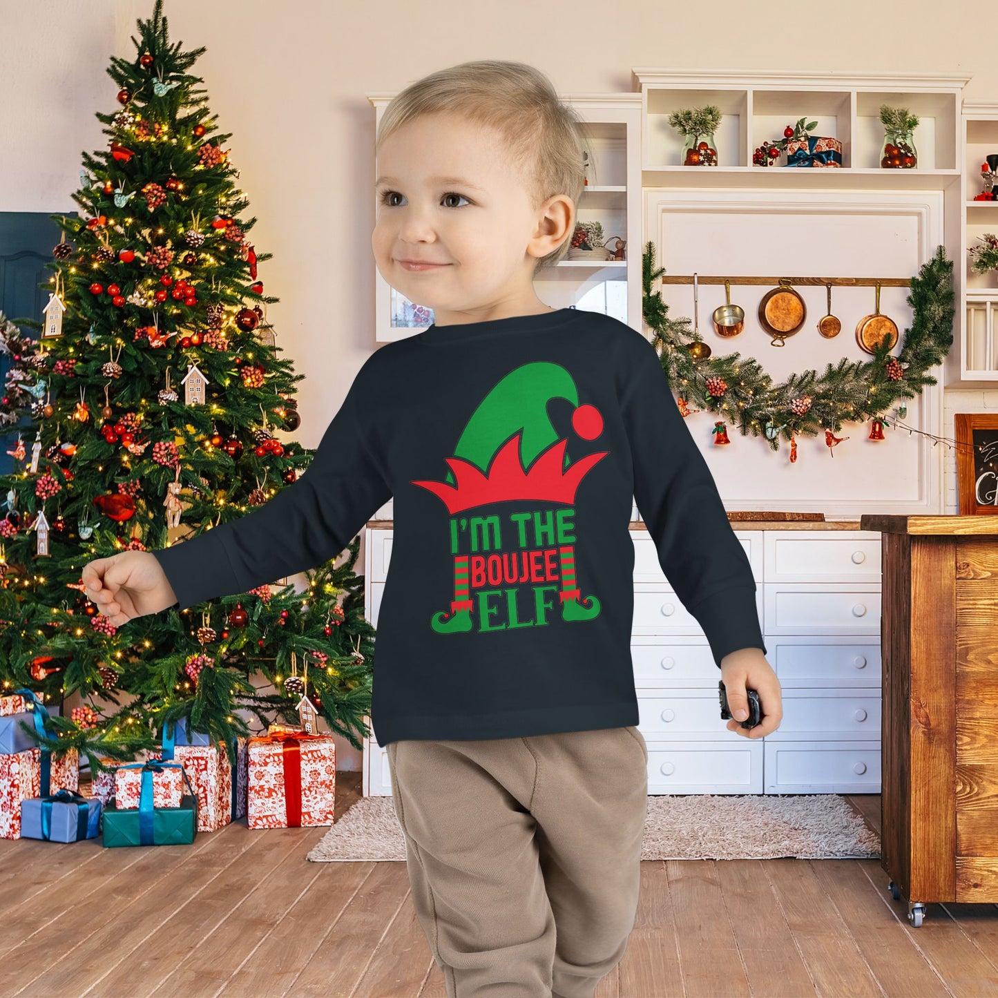 I'm The Boujee Elf Toddler Long Sleeve Tee