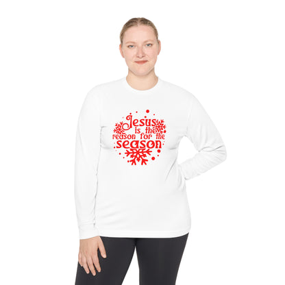 Jesus Is The Reason For The Season Snowflake Adult Long Sleeve Tee